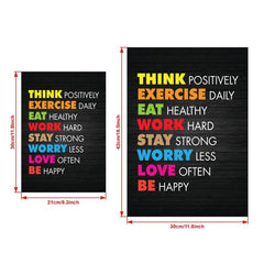 Modern Art Canvas Poster - Think Exercise Eat Work Stay Worry Love Be Happy Quot