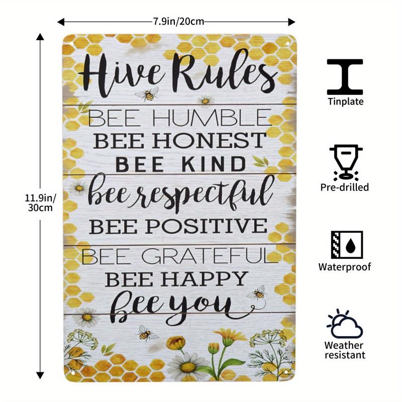 Sunflower & Bee Metal Tin Sign Summer Wall Decor