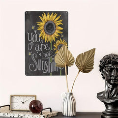 Sunflower & Bee Metal Tin Sign Summer Wall Decor