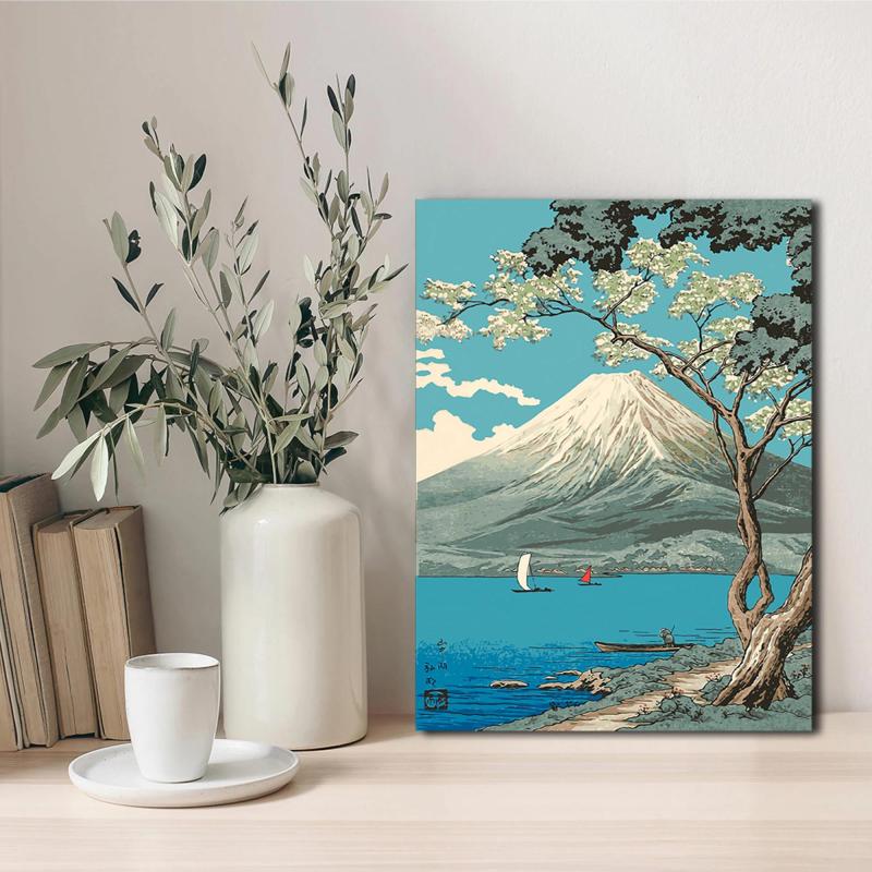 Fujiyama Landscape Poster Canvas Print - Home Office Wall Art Decoration