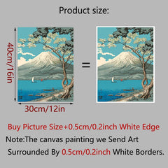 Fujiyama Landscape Poster Canvas Print - Home Office Wall Art Decoration