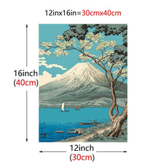 Fujiyama Landscape Poster Canvas Print - Home Office Wall Art Decoration
