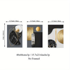 Modern Abstract Geometry Canvas Painting Blak and Golden Posters