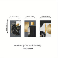 Modern Abstract Geometry Canvas Painting Blak and Golden Posters