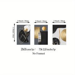 Modern Abstract Geometry Canvas Painting Blak and Golden Posters