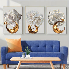 3pcs Nordic Abstract Rose Flower Canvas Painting Modern Living Room Decor