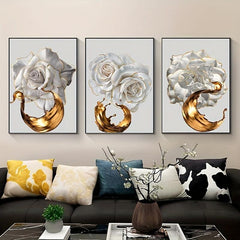 3pcs Nordic Abstract Rose Flower Canvas Painting Modern Living Room Decor