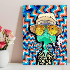 Funny Chameleon Cartoon Poster Wall Art Canvas Print