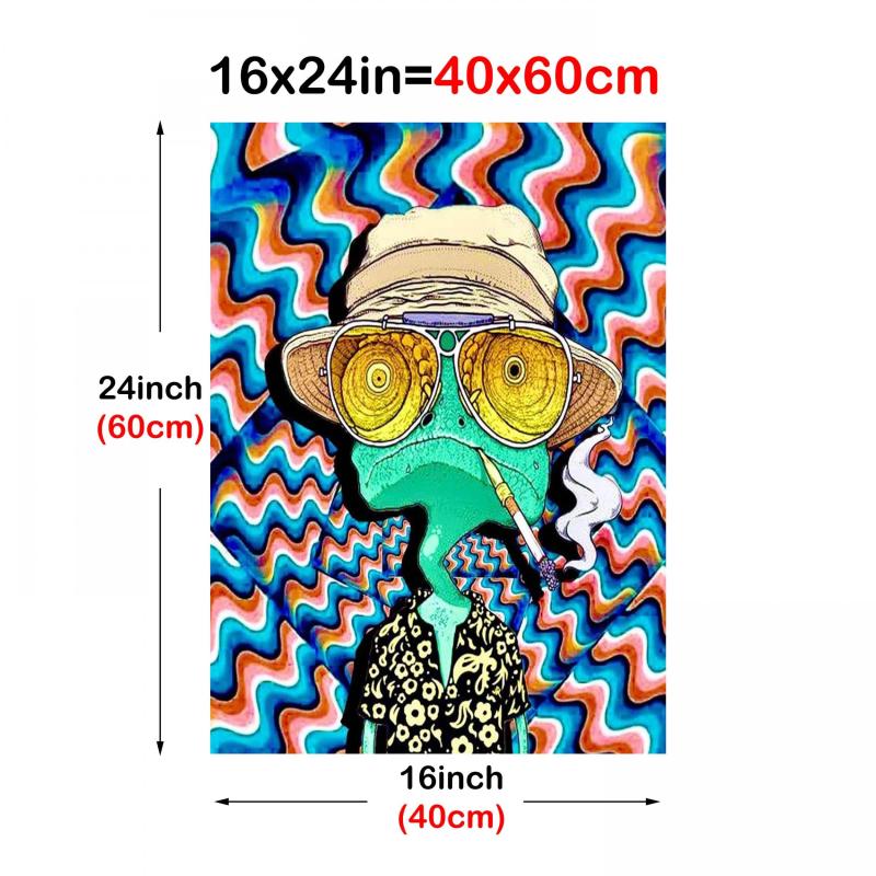 Funny Chameleon Cartoon Poster Wall Art Canvas Print