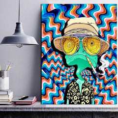 Funny Chameleon Cartoon Poster Wall Art Canvas Print