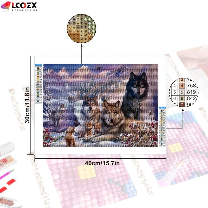 Wolf Family Snow DIY 5D Faux Diamond Painting Kit Home Decor Artwork
