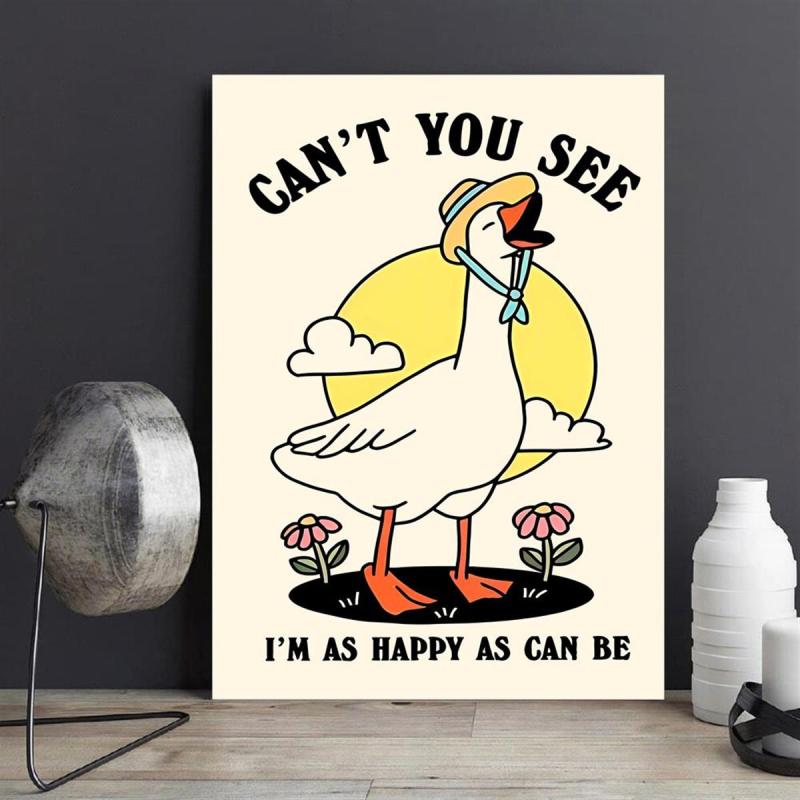 Goose Wall Print Happy Quote Kids Classroom Poster Nursery Room Decor