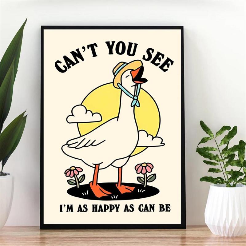 Goose Wall Print Happy Quote Kids Classroom Poster Nursery Room Decor