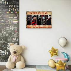 Canvas Poster RIFOSA Horror Movies In This House We Love Family Halloween Poster