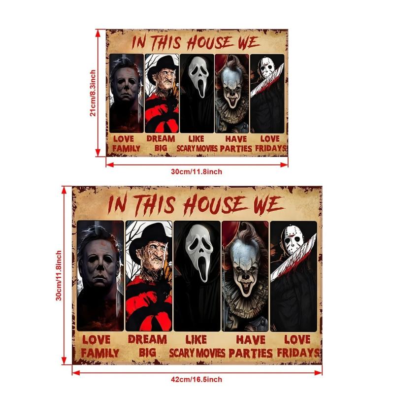 Canvas Poster RIFOSA Horror Movies In This House We Love Family Halloween Poster