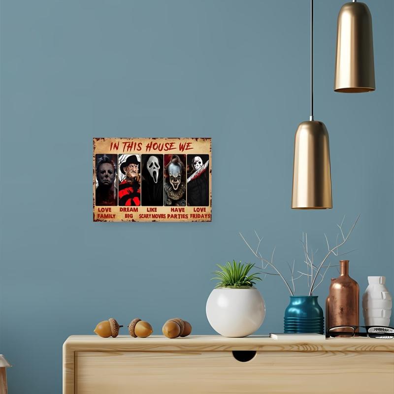 Canvas Poster RIFOSA Horror Movies In This House We Love Family Halloween Poster