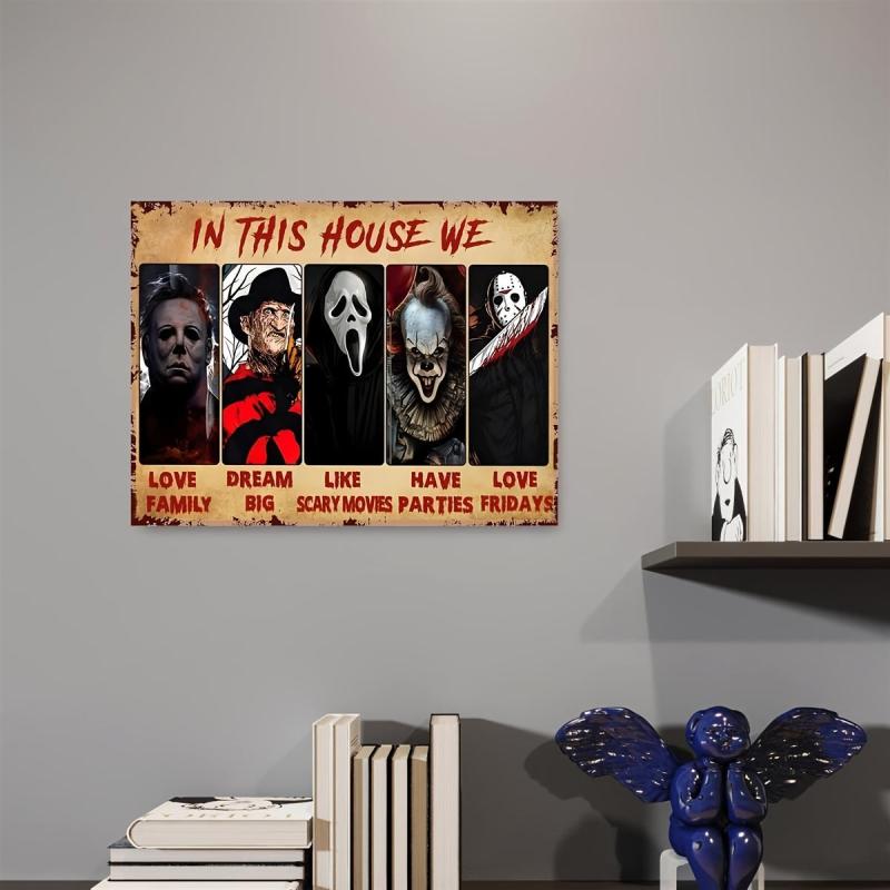 Canvas Poster RIFOSA Horror Movies In This House We Love Family Halloween Poster