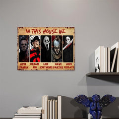 Canvas Poster RIFOSA Horror Movies In This House We Love Family Halloween Poster