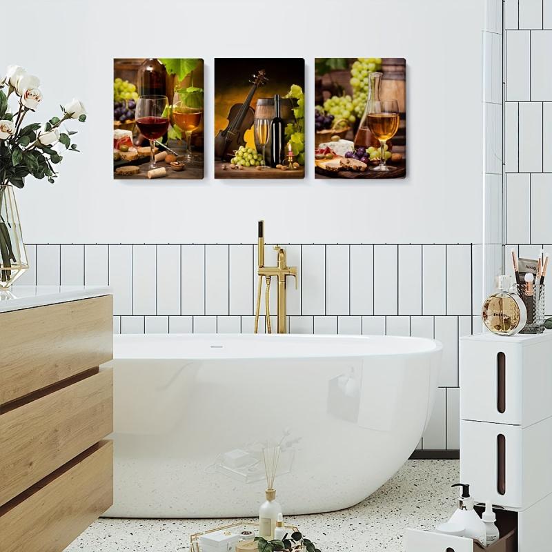 Abstract Fruit & Wine Posters for Wall Decor, Set of 3