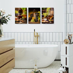 Abstract Fruit & Wine Posters for Wall Decor, Set of 3