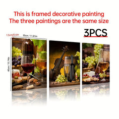 Abstract Fruit & Wine Posters for Wall Decor, Set of 3