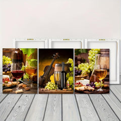 Abstract Fruit & Wine Posters for Wall Decor, Set of 3
