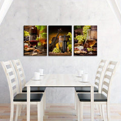 Abstract Fruit & Wine Posters for Wall Decor, Set of 3