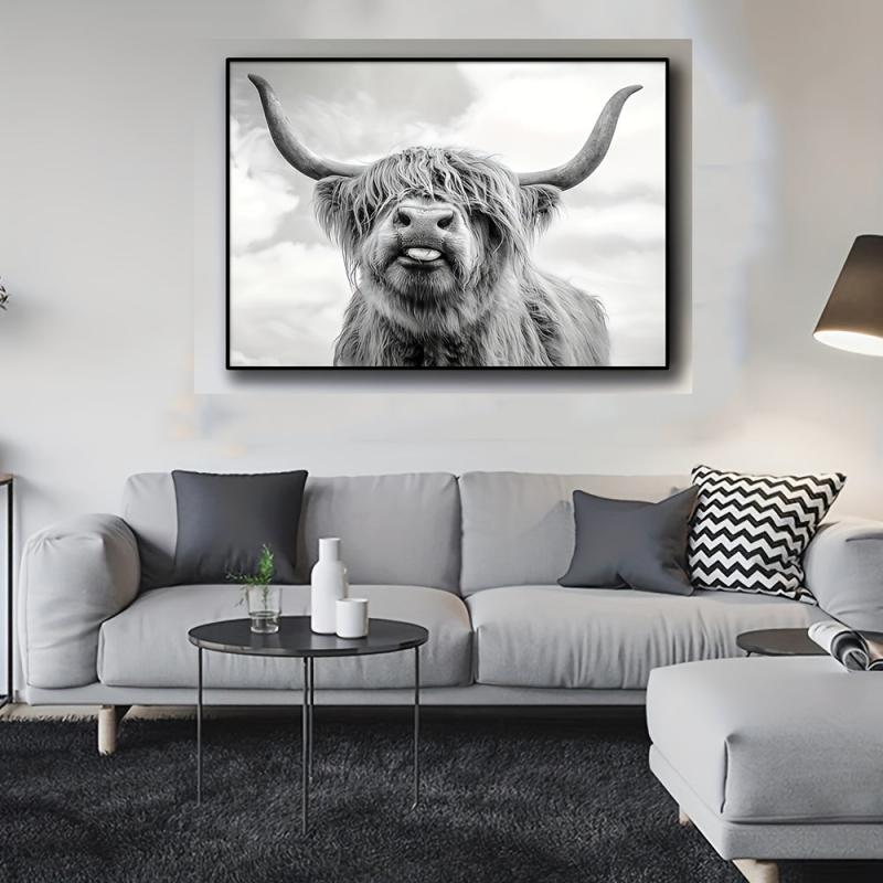Nordic Highland Cow Wall Art Prints - Animals Canvas Art Home Decor