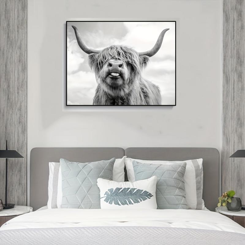Nordic Highland Cow Wall Art Prints - Animals Canvas Art Home Decor