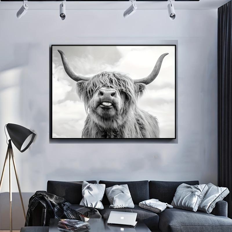 Nordic Highland Cow Wall Art Prints - Animals Canvas Art Home Decor