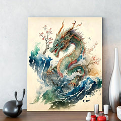 Japanese Water Dragon Poster Print Wall Art
