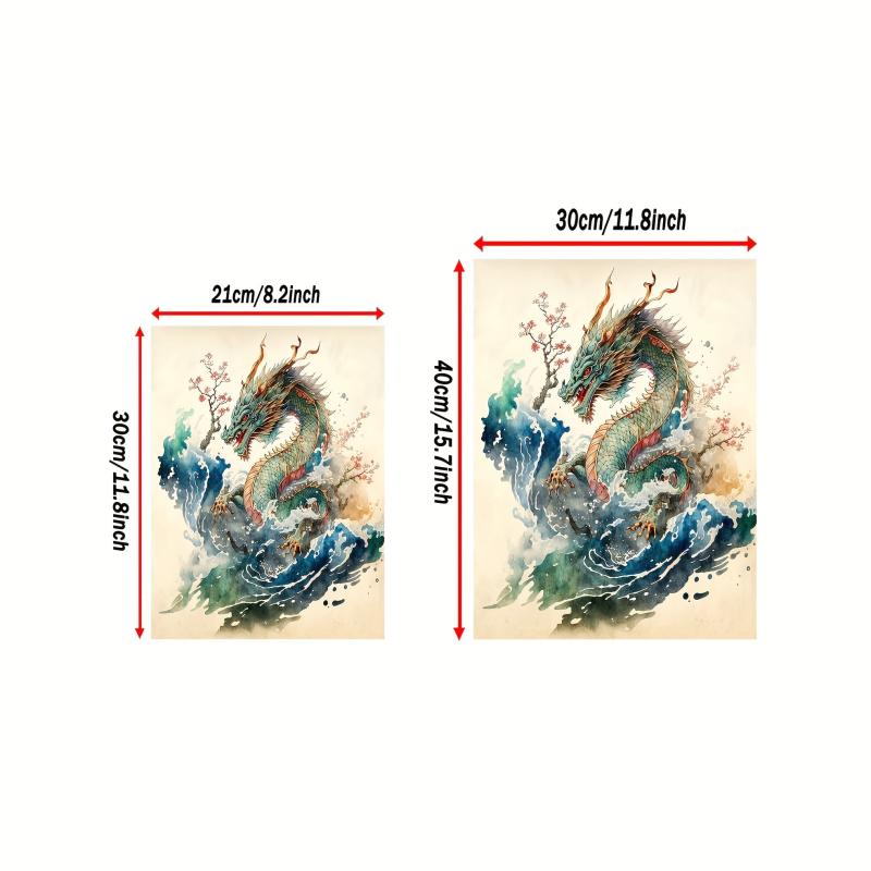 Japanese Water Dragon Poster Print Wall Art