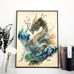 Japanese Water Dragon Poster Print Wall Art