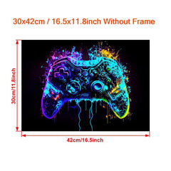 Neon Light Game Controller Painting On Canvas Wall Art