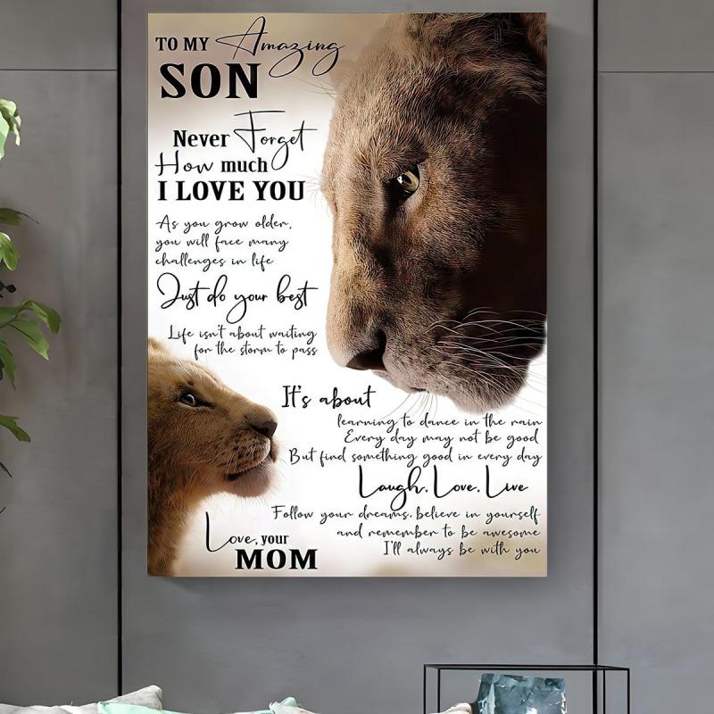 Funny Animal Lion Mom & Daughter Love Poster
