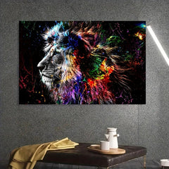 Canvas Poster Colorful Animal Lion Decorative Painting