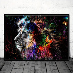 Canvas Poster Colorful Animal Lion Decorative Painting
