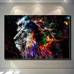 Canvas Poster Colorful Animal Lion Decorative Painting