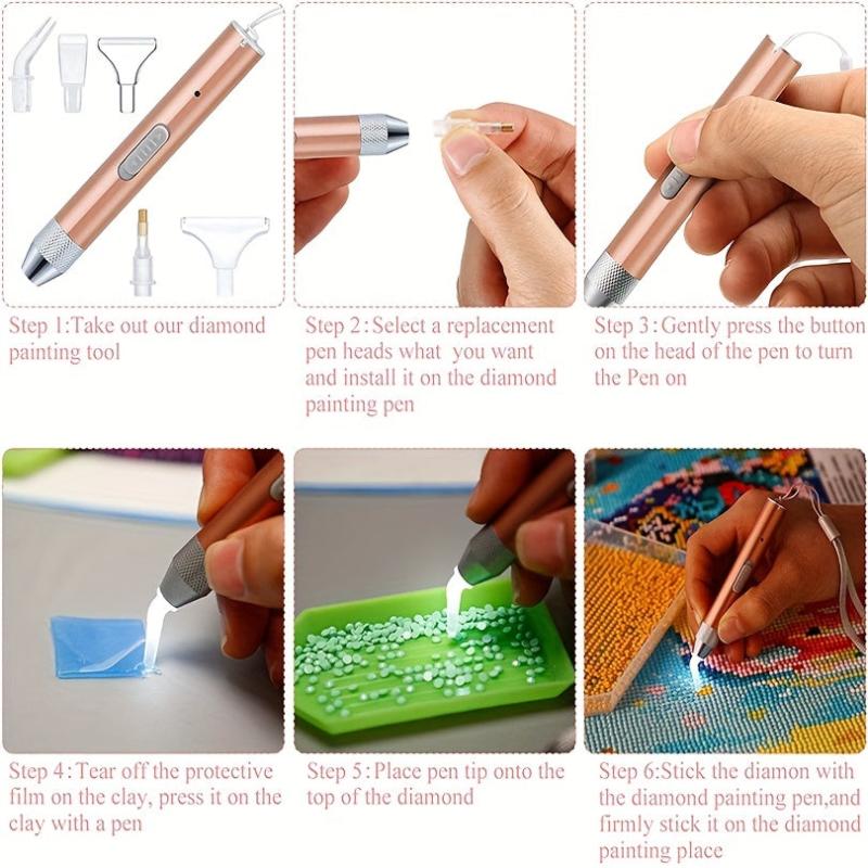 DIY LED Point Drill Pen Craft Set 5D Diamond Painting USB Rechargeable
