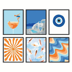 6pcs Beach Posters Ocean Poster Wall Art Travel Posters Tropical Posters