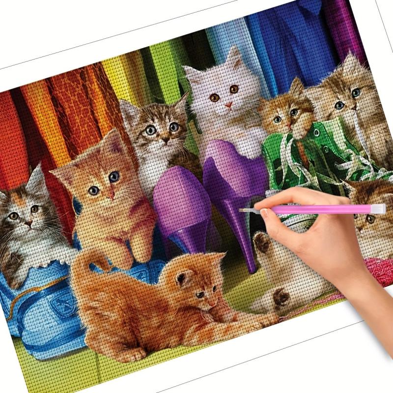 Cat Diamond Painting Kit for Adults 5D Round Full Drill