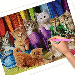 Cat Diamond Painting Kit for Adults 5D Round Full Drill