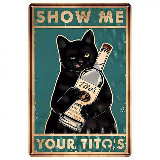 Vintage Metal Tin Signs - Funny Cat Decor for Kitchen or Bar