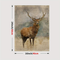 Elk Rustic Home Decorative Poster Wood Grain Animal Wall Decoration