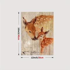 Elk Rustic Home Decorative Poster Wood Grain Animal Wall Decoration