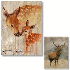 Elk Rustic Home Decorative Poster Wood Grain Animal Wall Decoration