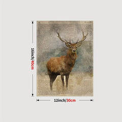 Elk Rustic Home Decorative Poster Wood Grain Animal Wall Decoration