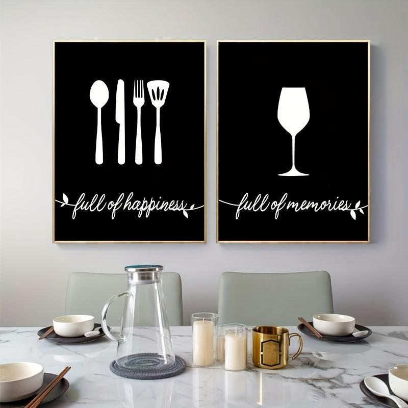 3pcs Modern Fork Canvas Print Set for Kitchen Restaurant Home Decor