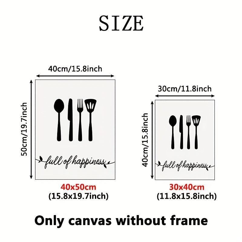 3pcs Modern Fork Canvas Print Set for Kitchen Restaurant Home Decor