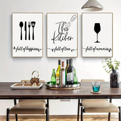3pcs Modern Fork Canvas Print Set for Kitchen Restaurant Home Decor